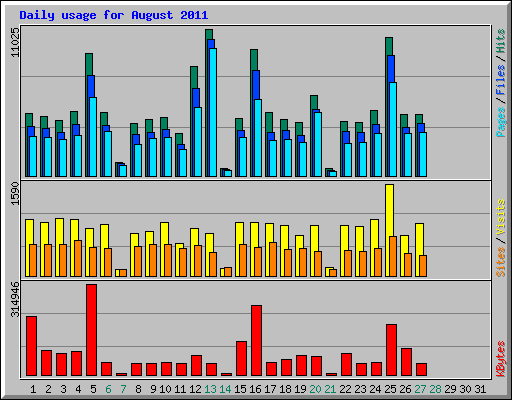 Daily usage for August 2011